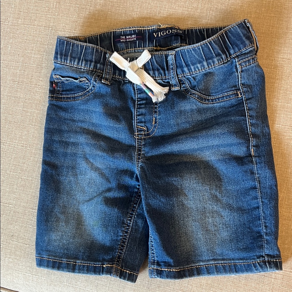 Vigoss Classic Blue Denim Shorts with White Tie medium 9/10